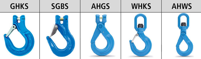 Anschlagketten GK 10 - Kombinationsmöglichkeiten mit folgenden Haken Anschlagketten GK 10 - Kombinationsmöglichkeiten mit folgenden Haken