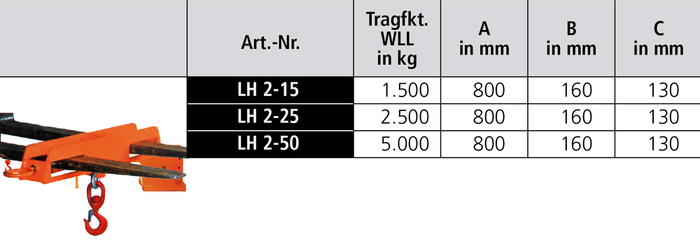 Gabelstaplertraverse mit Wirbelhaken