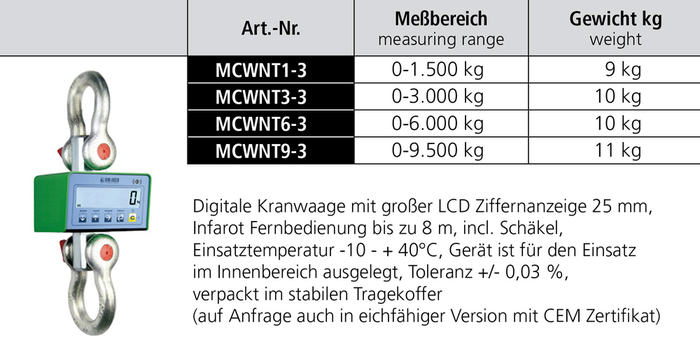 Kranwaage Typ MCW-N