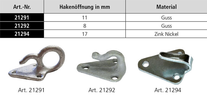 Planenhaken / Netzhaken zum Aufschrauben