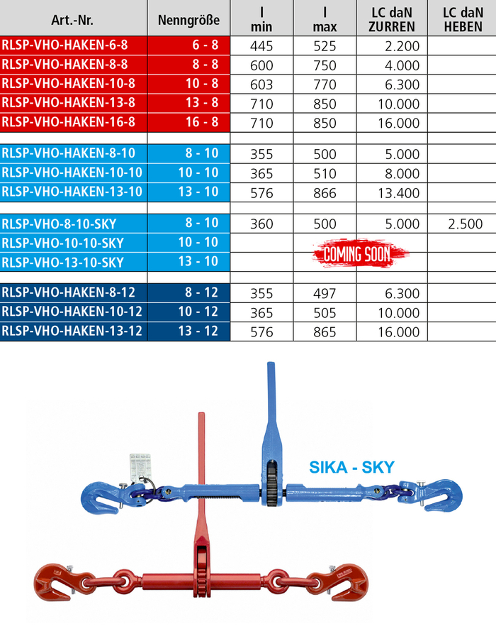 Ratschen Lastenspanner RLSP Haken mit Sicherung
