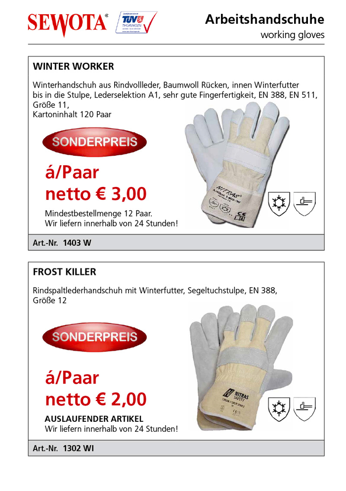 WINTER WORKER Art.-Nr. 1403 W + FROST KILLER Art.-Nr. 1302 WI