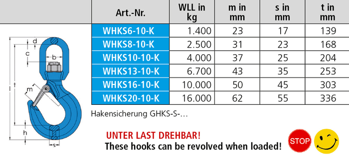 Wirbelhaken WHKS-K mit Nadellager
