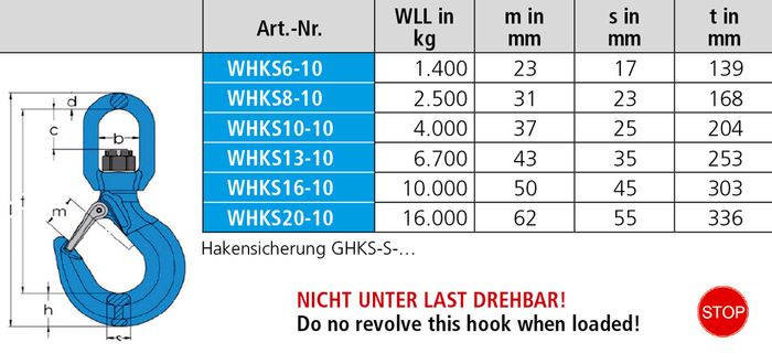Wirbelhaken WHKS mit Messinggleitlager