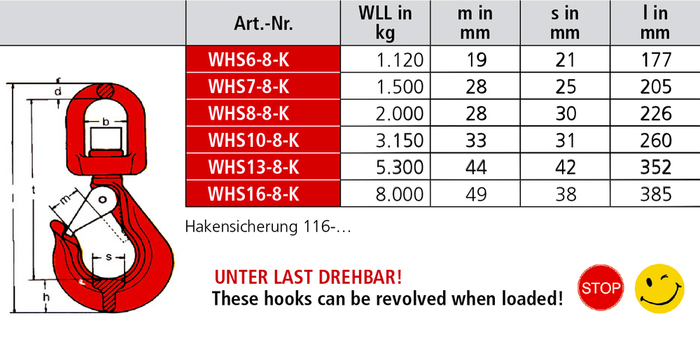 Wirbelhaken WHS mit Kugellager
